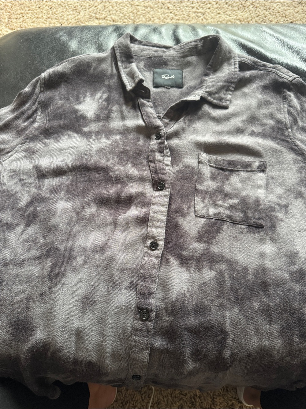 Rails Women's Washed Charcoal Tie-Dye Button Front Shirt